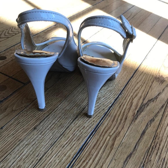 6M - Cream Patten Leather Open Toe Heels - Picture 3 of 5